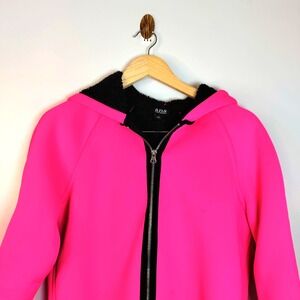 A.N.A. Women XS Pink Sherpa Lined Hooded Heavyweight Full Zip Jacket Coat Preppy